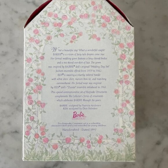 HALLMARK Barbie Ken Wedding Day 1997 Ornaments IOB - Picture 10 of 12